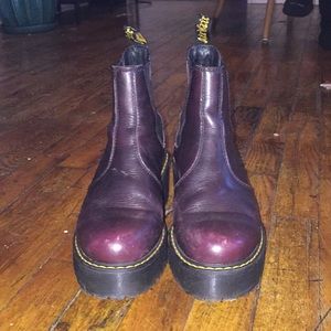 Dr. Martin pull on platform boots with heel.